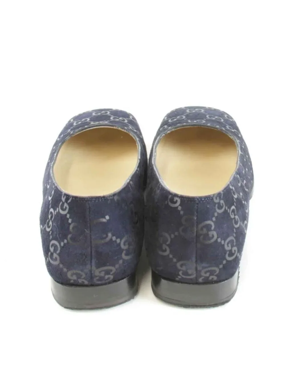 Gucci GG Suede Pumps 34.5 Navy Heel